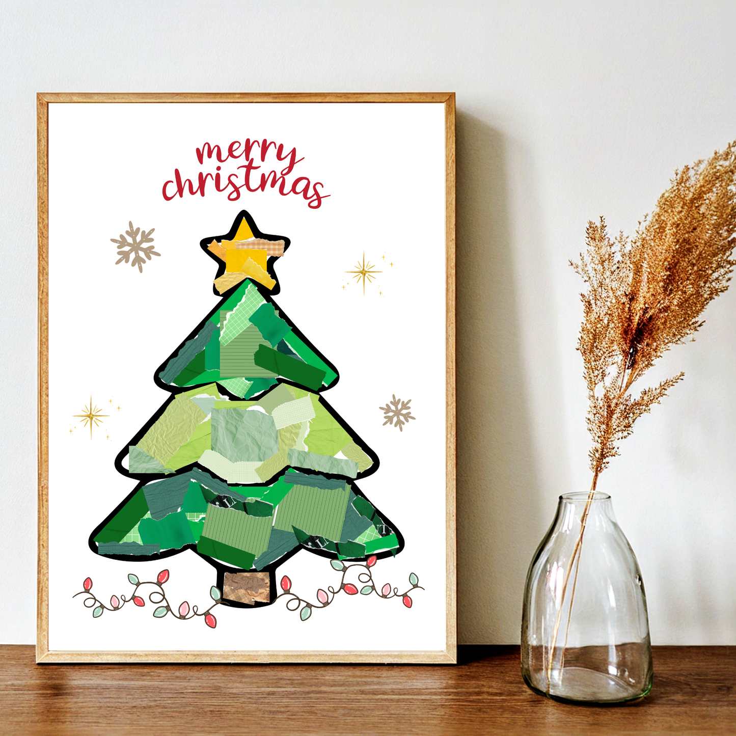 Christmas Tree Torn Paper Craft Printable
