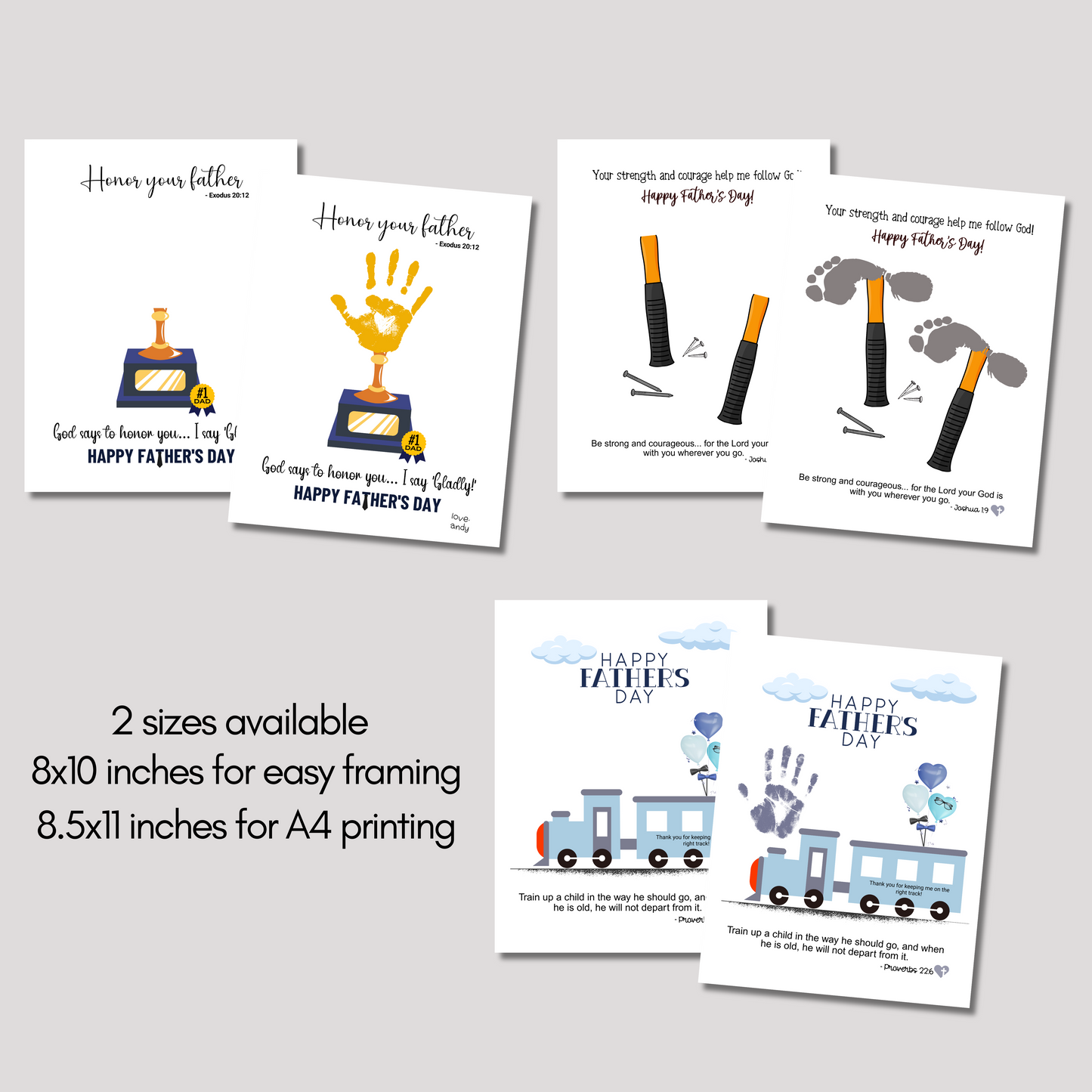 Father's Day Christian Crafts Bundle Kids Printable, DIY Bible Handprint Card Religious Art Sunday School Activity Gift for Dad Grandpa