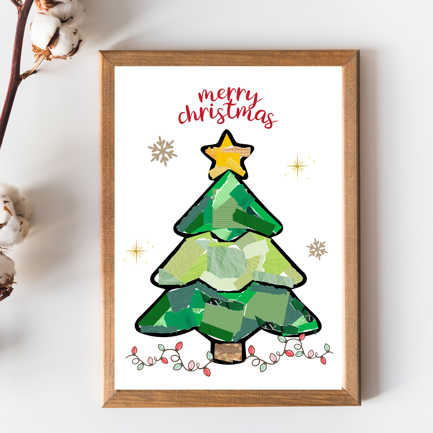 Christmas Tree Torn Paper Craft Printable