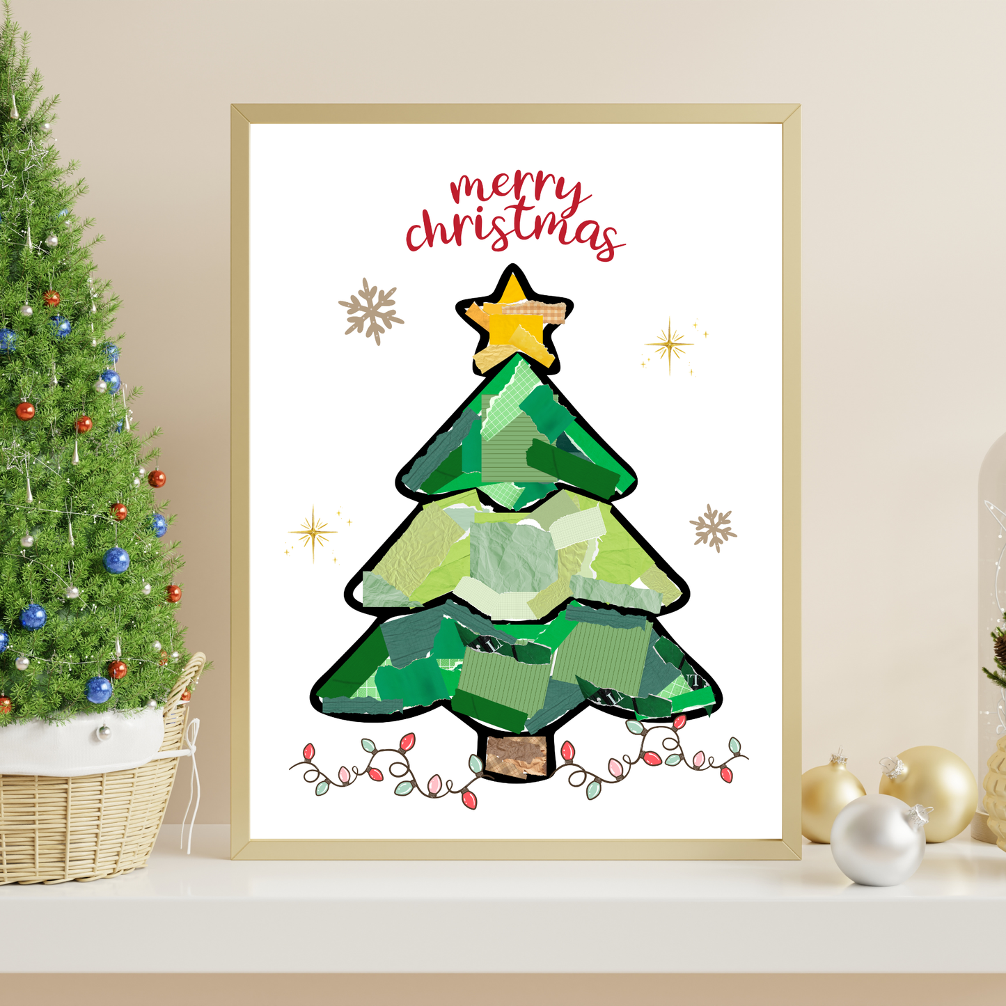 Christmas Tree Torn Paper Craft Printable