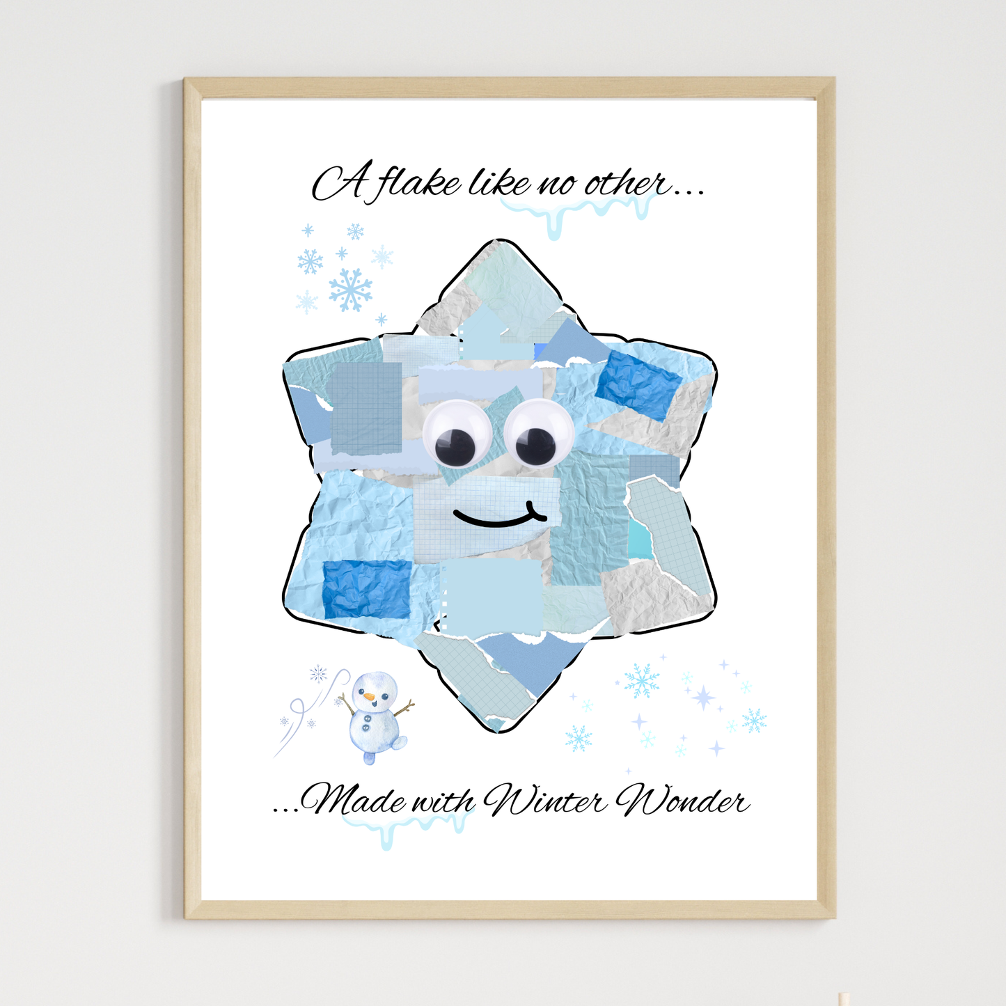 Snowflake Winter Torn Paper Craft Printable