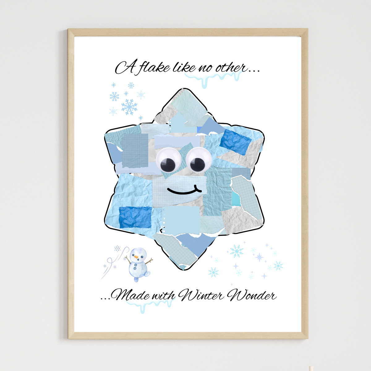 Snowflake Winter Torn Paper Craft Printable – Scribbled LLC