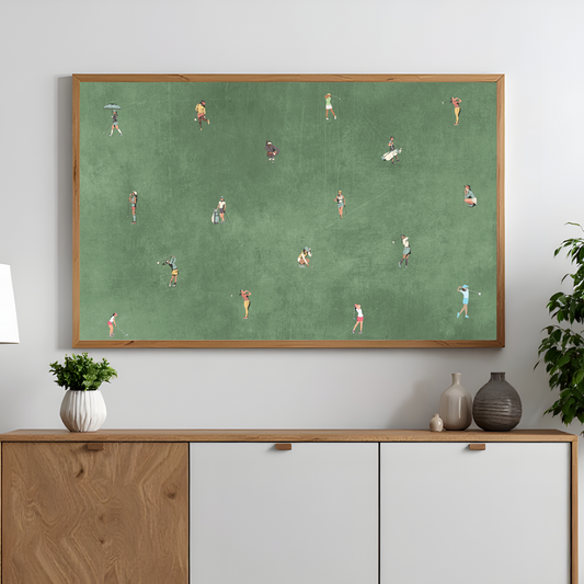 Tiny Women Golfers Poster Print Minimalist Wall Art Gift