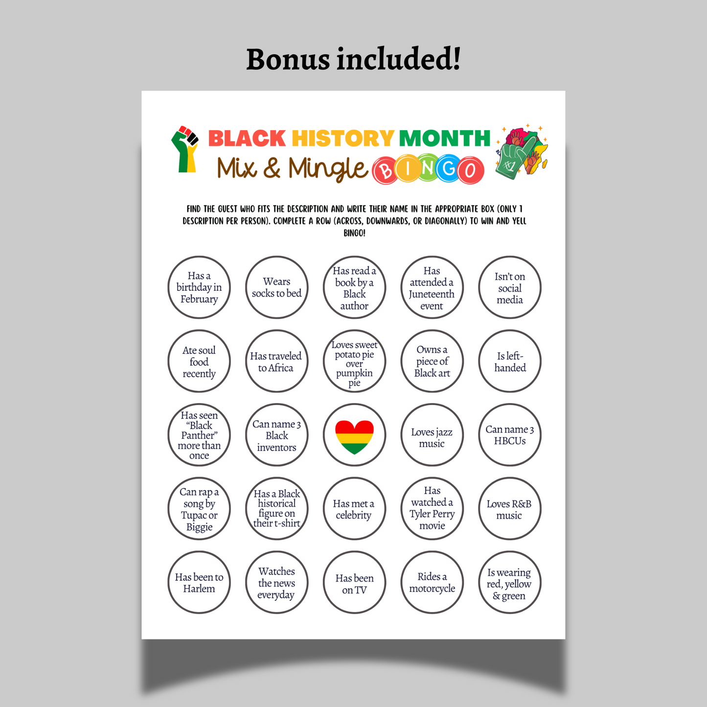 Black History Month Games Printable, Historical African American Celebration Trivia Party Activity Classroom Education