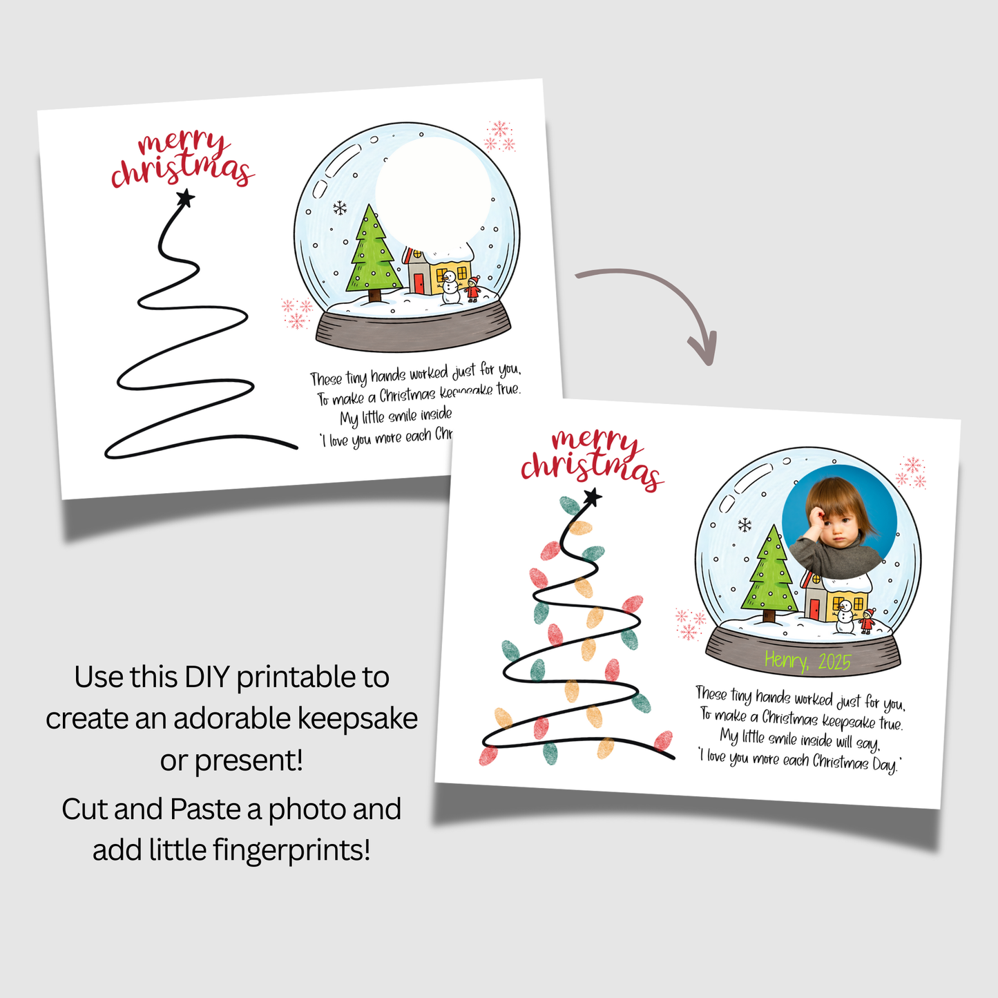 Christmas Poem Fingerprint Photo Craft Kids Printable