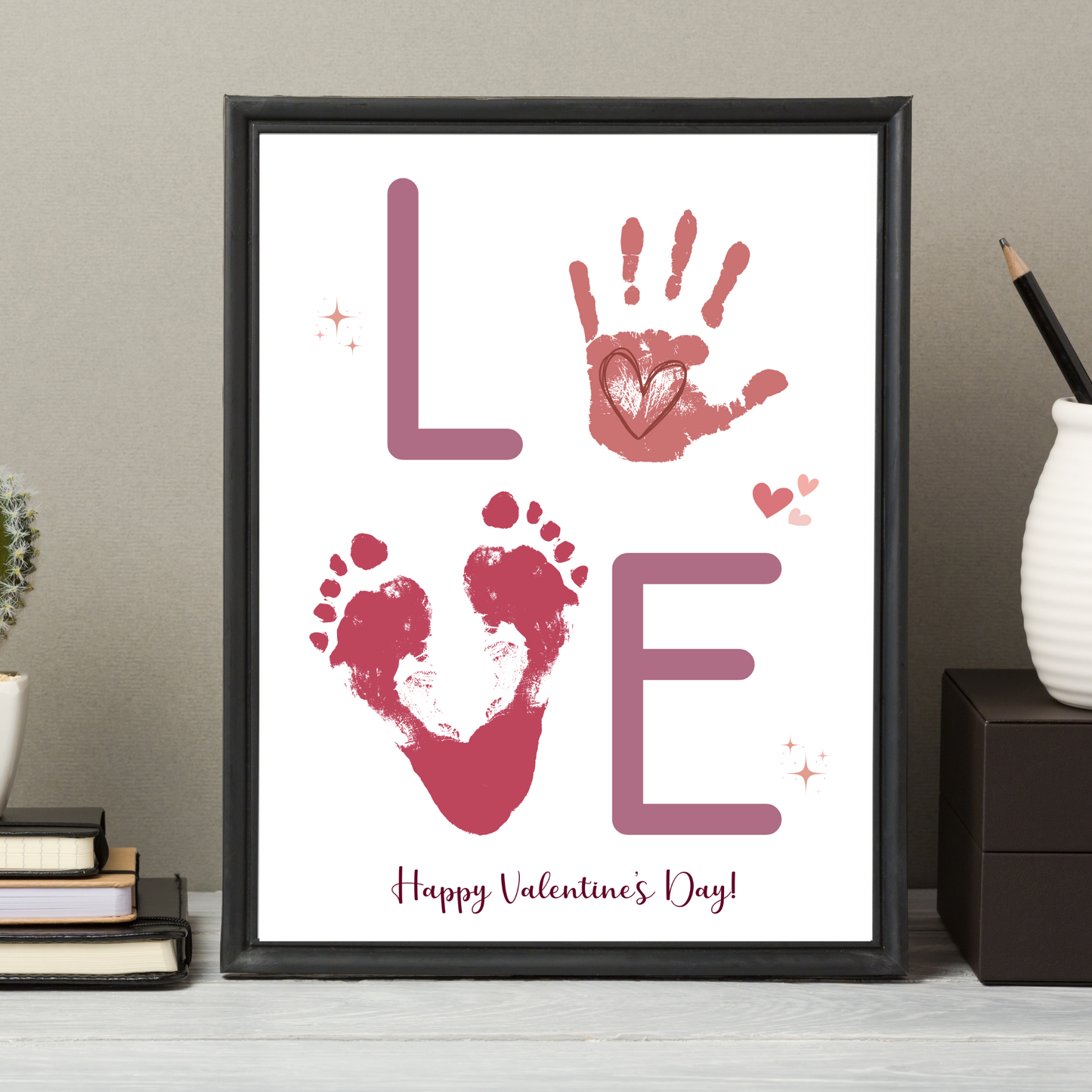 Valentines Day Handprint Holiday Crafts Printable, DIY Love Art for Kids Baby Toddler Activity