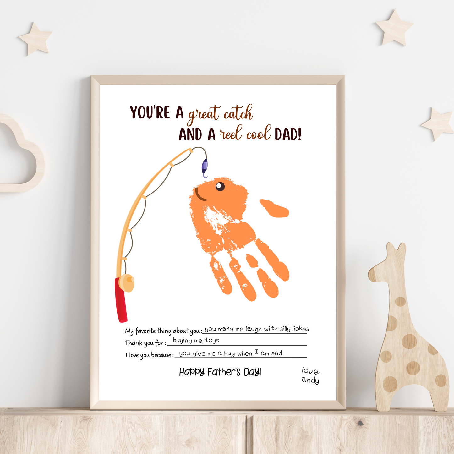 Fathers Day Handprint Craft for Kids Printable, DIY Dad Card Art Activity Personalized Birthday Gift from Baby Toddler Preschool Daycare