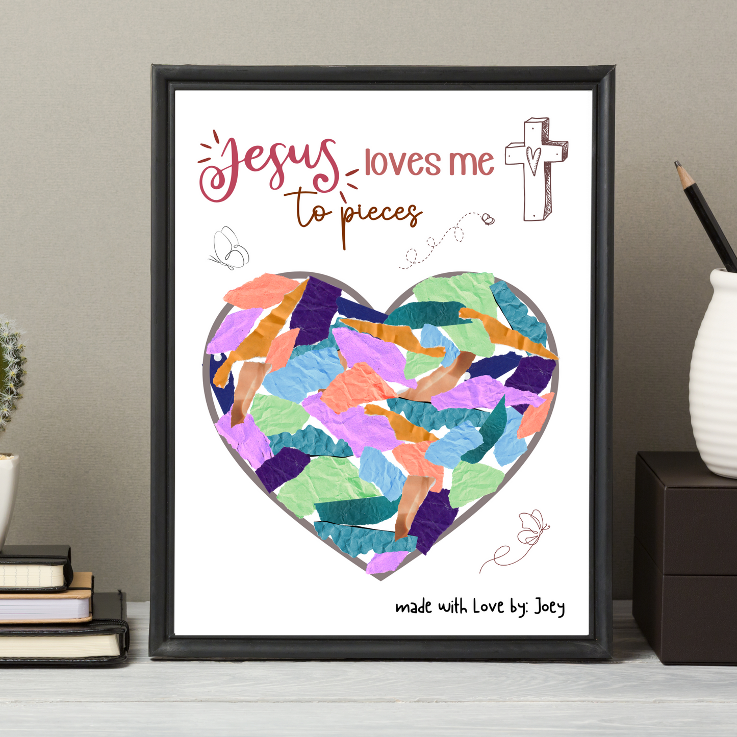 Jesus Loves Me to Pieces Christian Craft Printable, Valentine’s Day Art for Sunday School, Baby Toddler Child Nursery DIY Activity Preschool