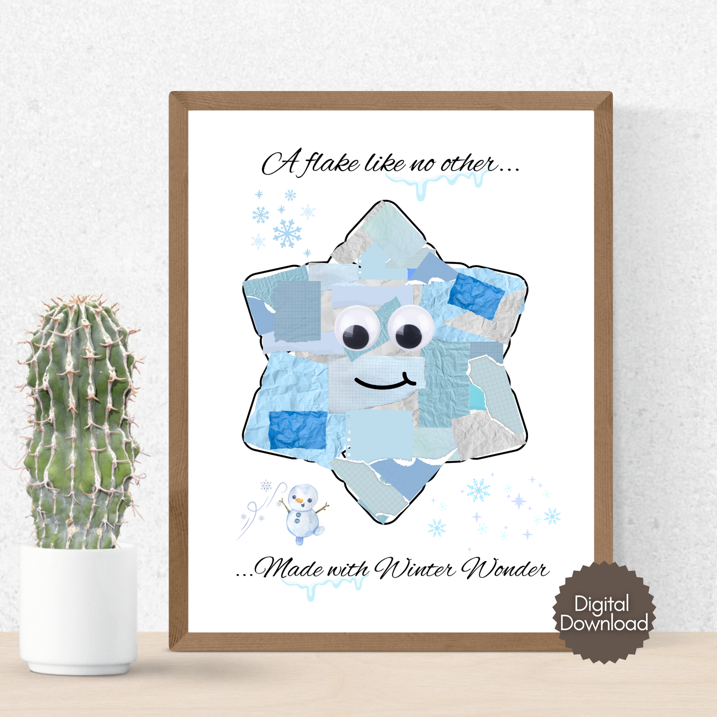 Snowflake Winter Torn Paper Craft Printable
