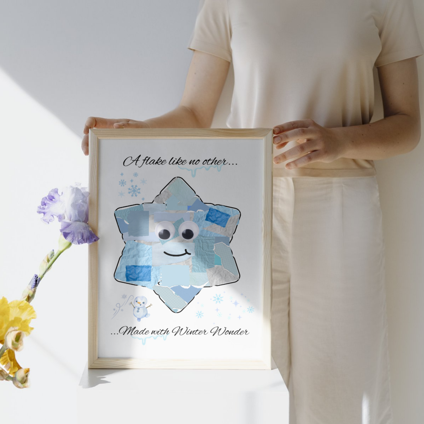 Snowflake Winter Torn Paper Craft Printable