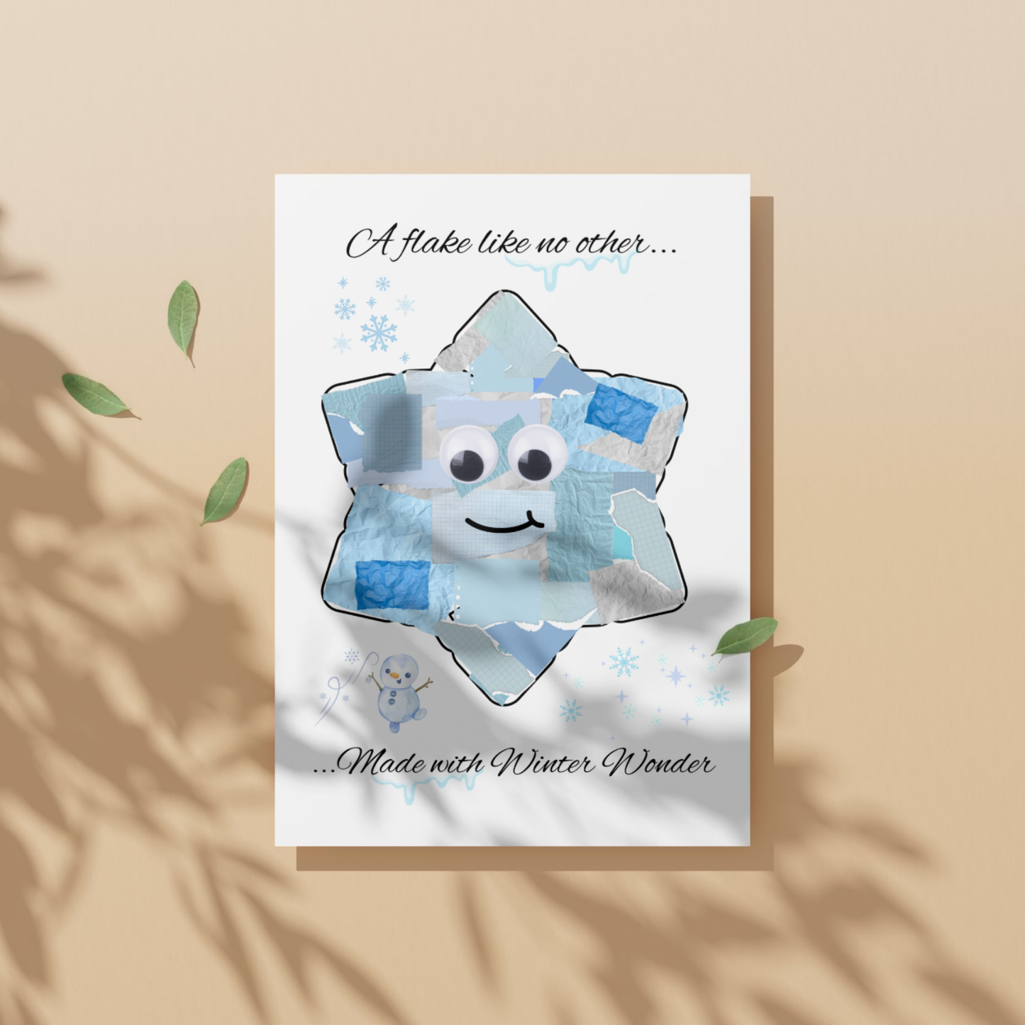 Snowflake Winter Torn Paper Craft Printable