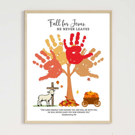 Fall For Jesus Christian Handprint Craft Art Printable for Kids