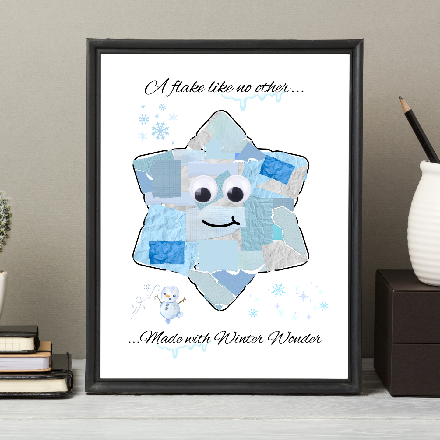 Snowflake Winter Torn Paper Craft Printable