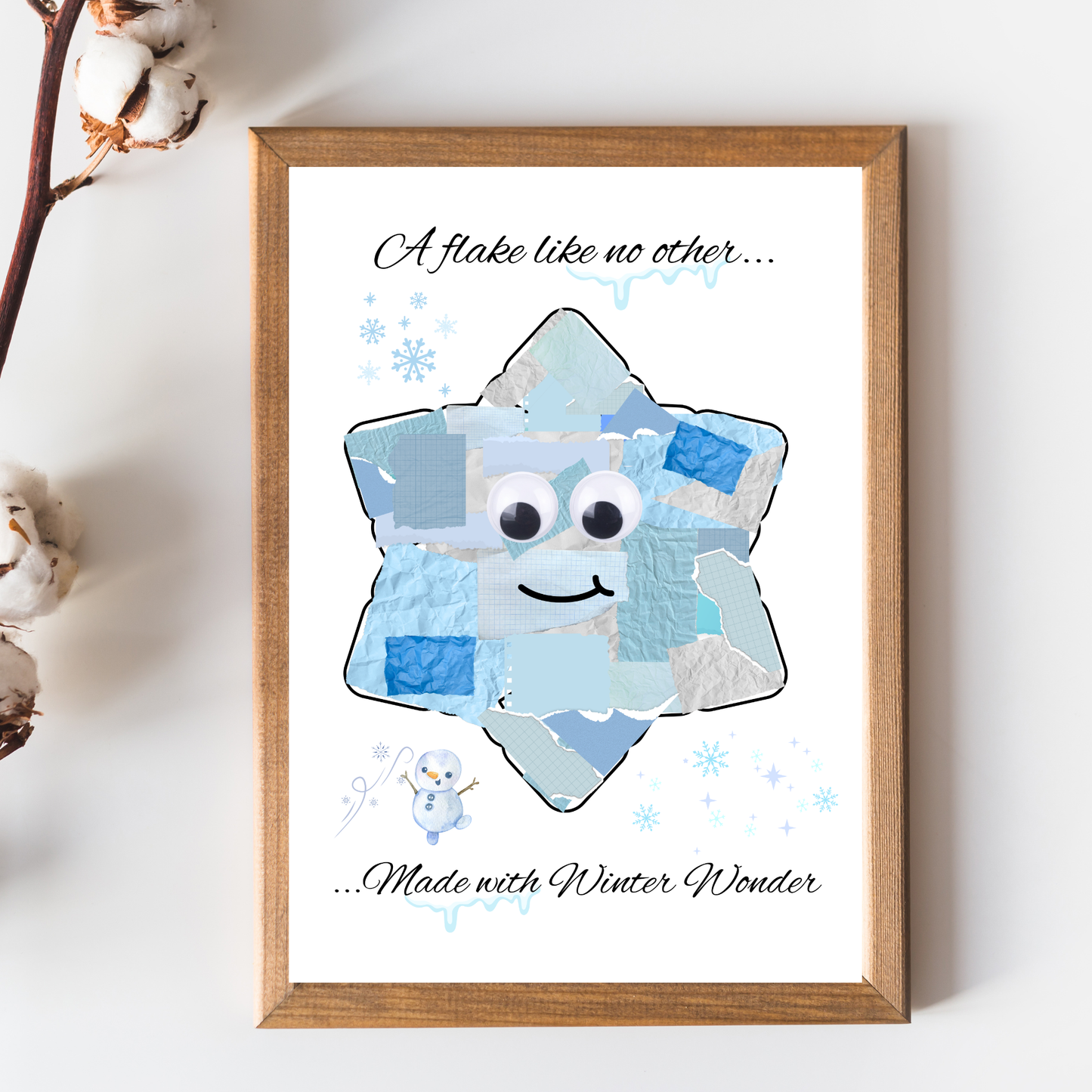 Snowflake Winter Torn Paper Craft Printable