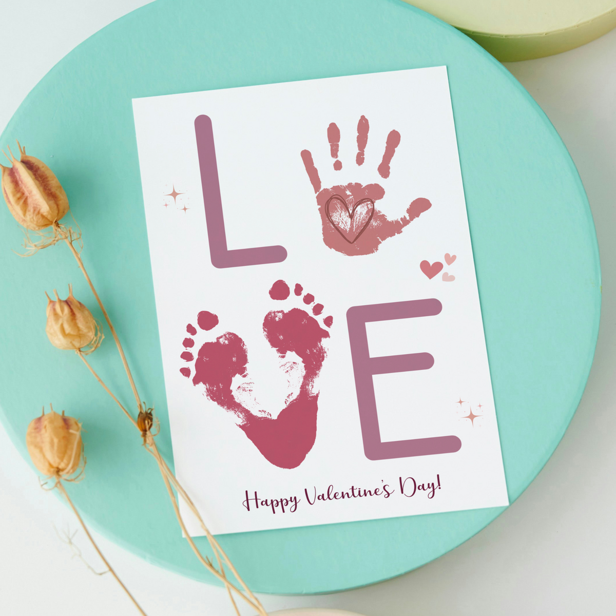 Valentines Day Handprint Holiday Crafts Printable, DIY Love Art for Ki ...