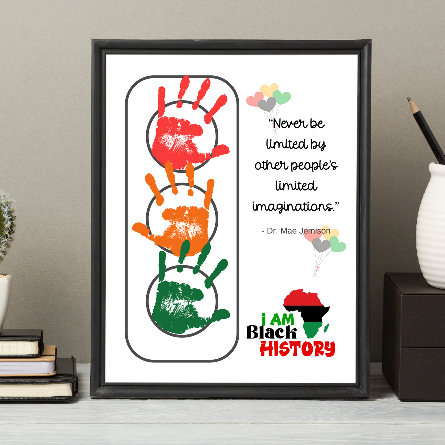 Black History Month Handprint Crafts Printable, DIY Art Kids Activity Baby Toddler Preschool Kindergarten