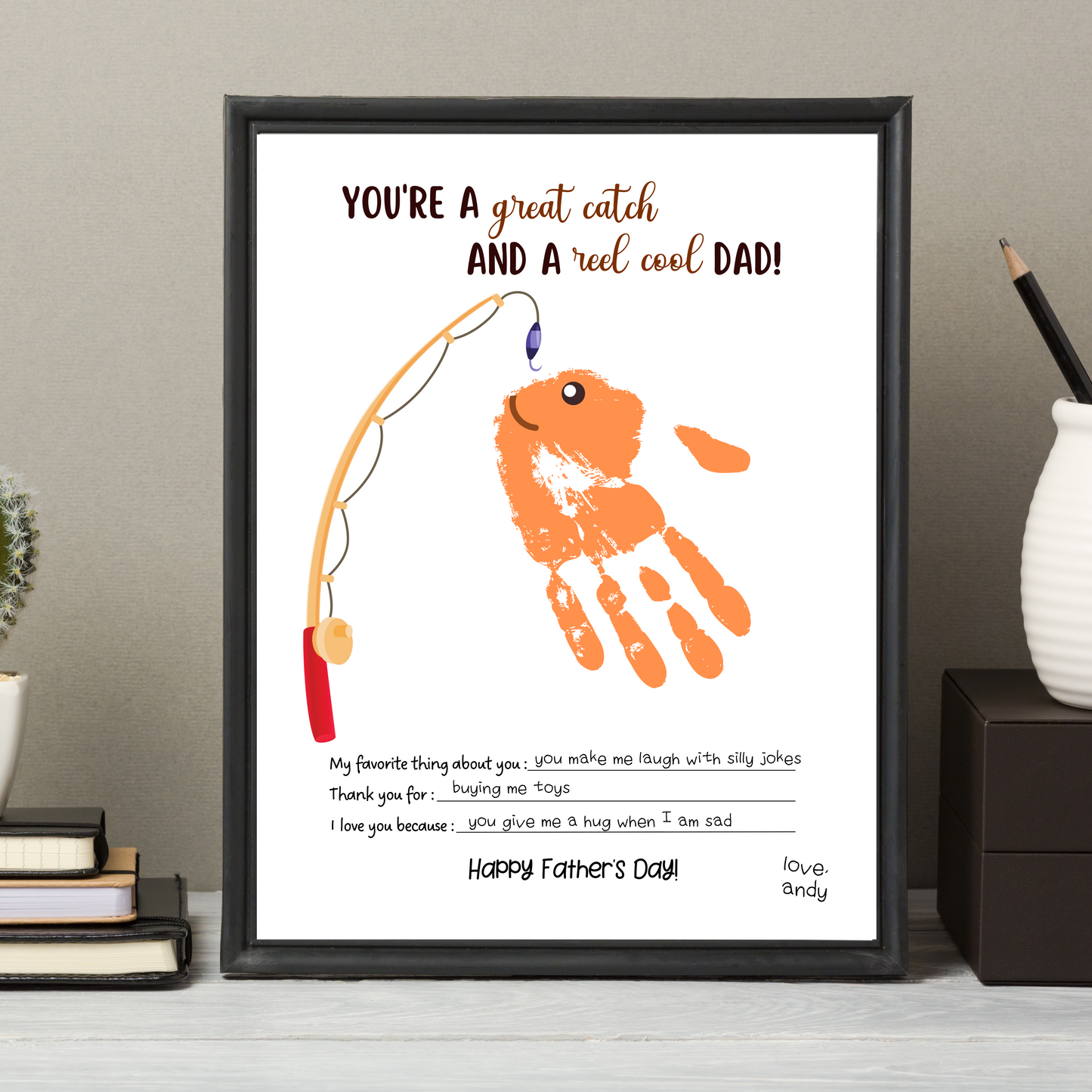 Fathers Day Handprint Craft for Kids Printable, DIY Dad Card Art Activity Personalized Birthday Gift from Baby Toddler Preschool Daycare