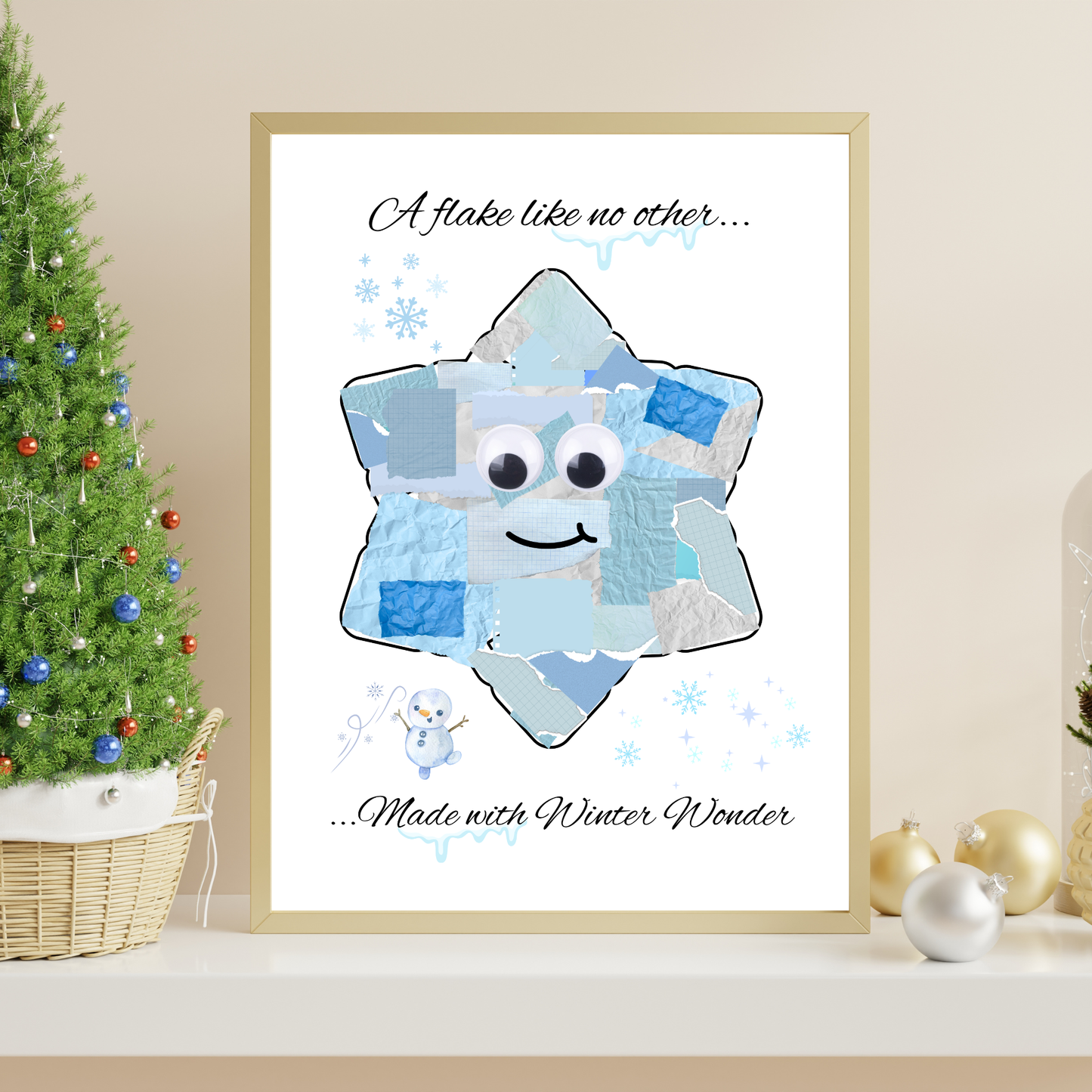 Snowflake Winter Torn Paper Craft Printable