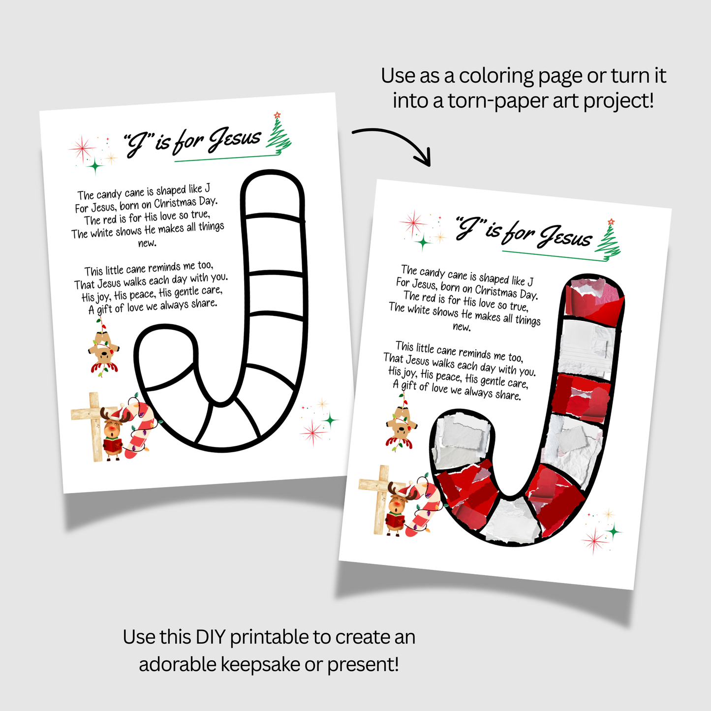 Candy Cane Tissue Paper Craft Printable