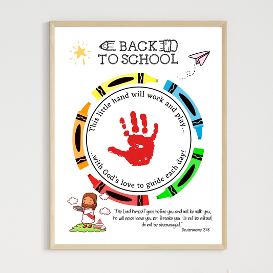 First Day of School Christian Handprint Craft Printable Art for Kids