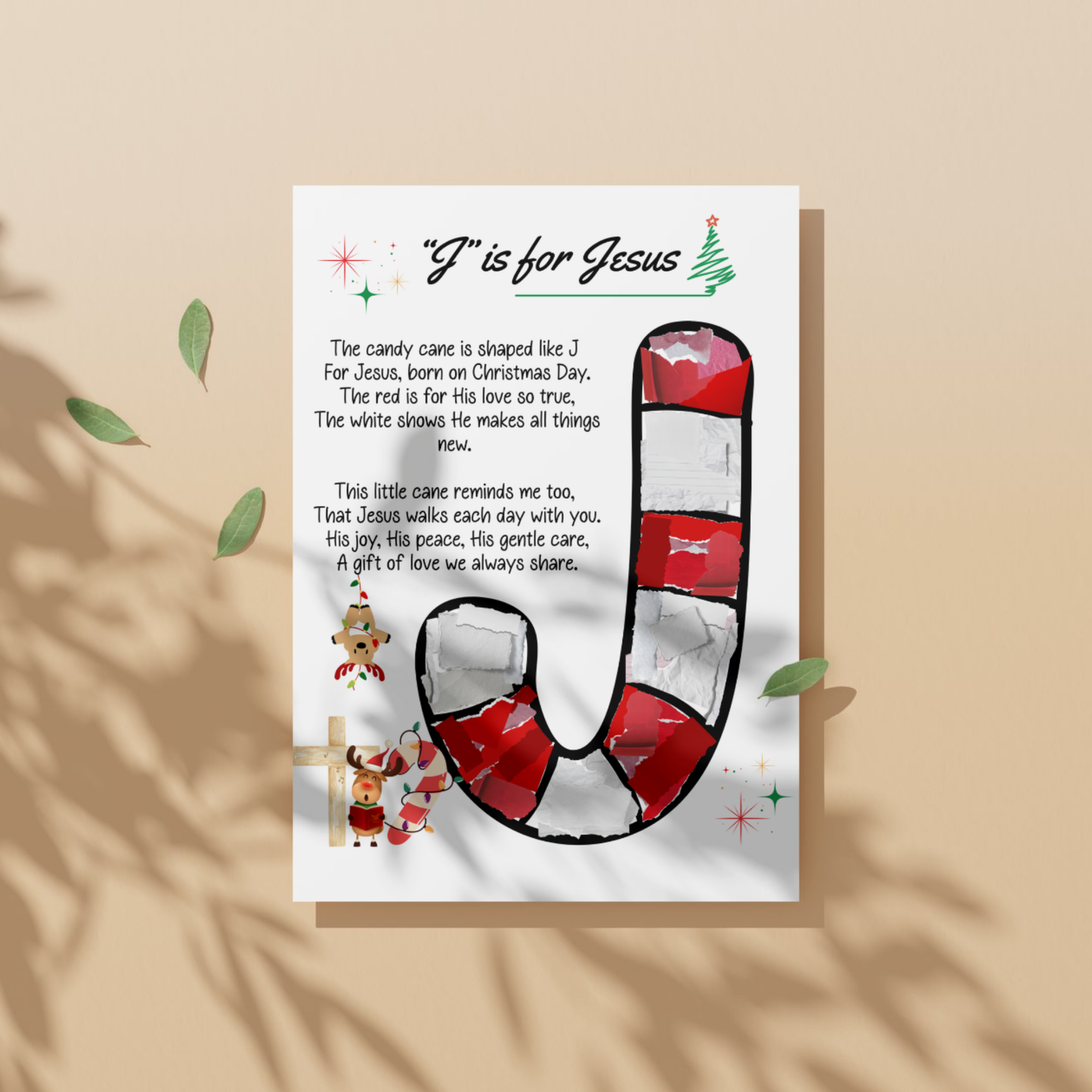 Candy Cane Tissue Paper Craft Printable