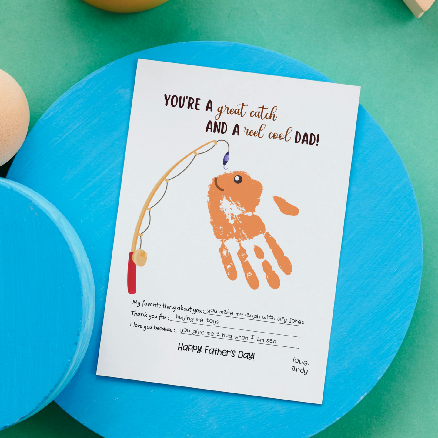 Fathers Day Handprint Craft for Kids Printable, DIY Dad Card Art Activity Personalized Birthday Gift from Baby Toddler Preschool Daycare