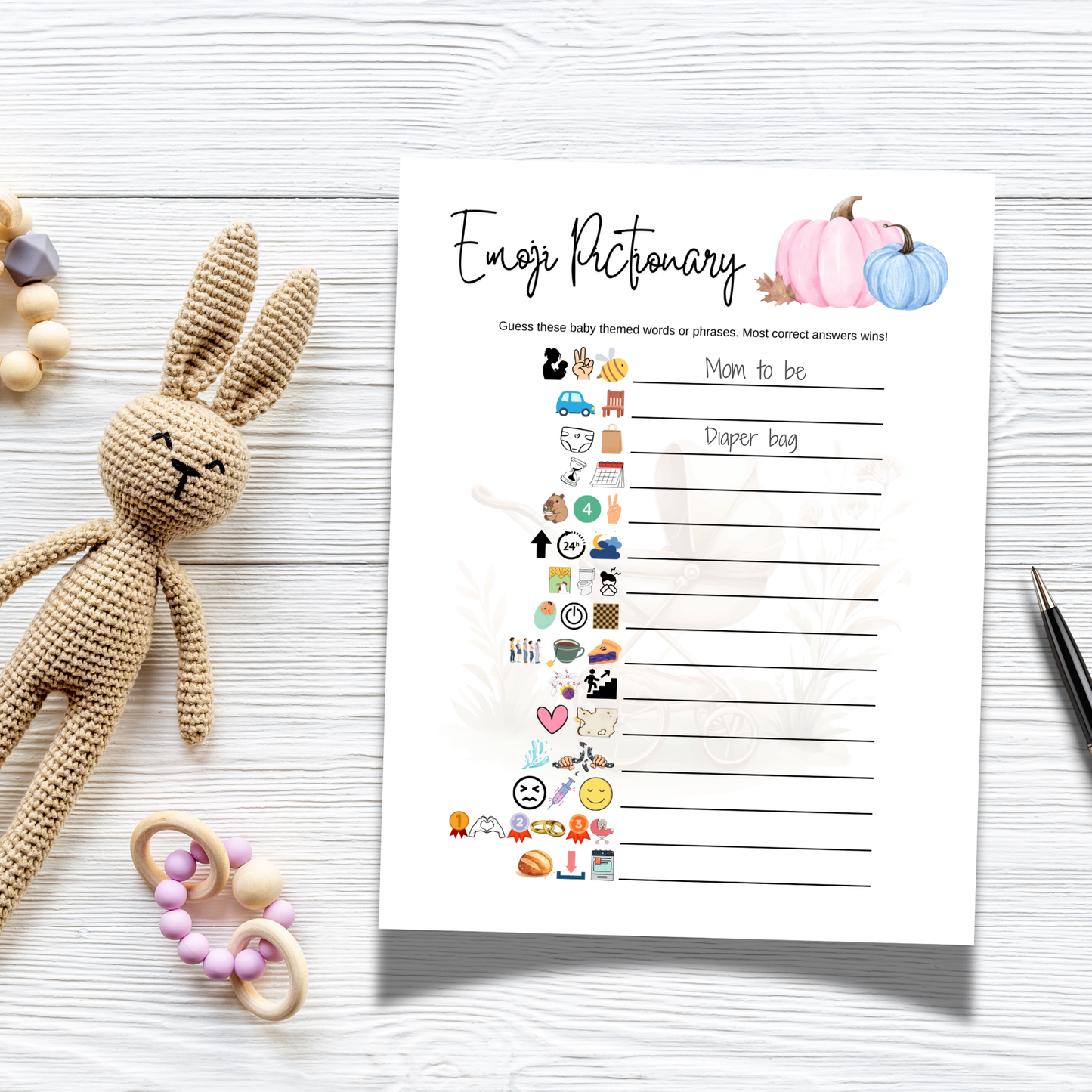 Pumpkin Baby Shower Games Fall Party Printable
