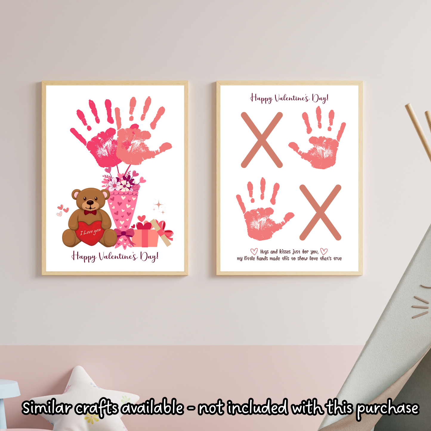 Valentines Day Handprint Holiday Crafts Printable DIY Candy Art for Kids Baby Toddler Activity Keepsake