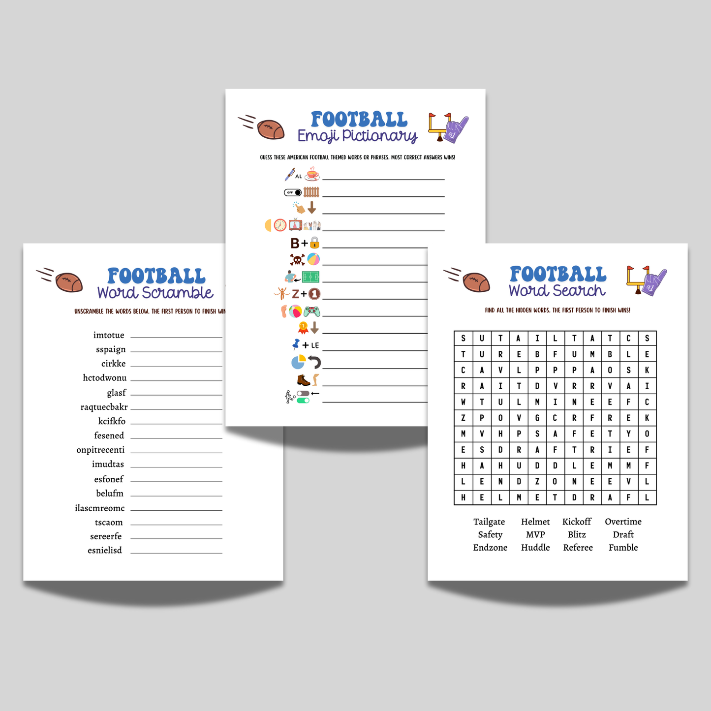 10 Football Party Games Printable 2026 Big Game Activity