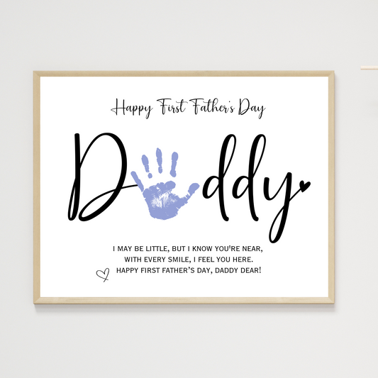 First Father's Day Handprint Craft Printable, DIY Art for Dad from Baby New Daddy Gift