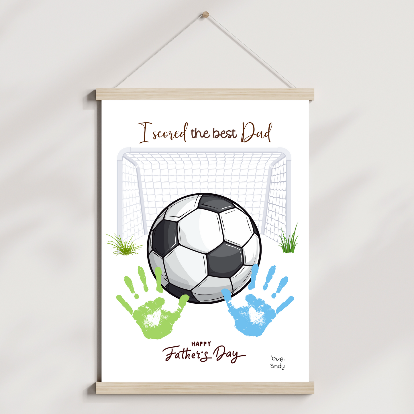 Father's Day Handprint Craft Printable, DIY Soccer Art Gift for Dad from Kids
