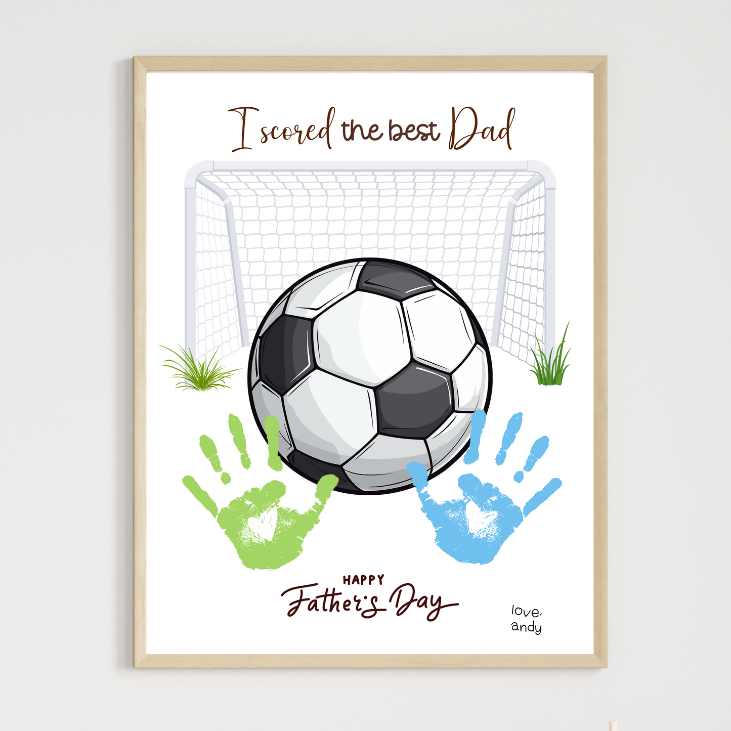 Father's Day Handprint Craft Printable, DIY Soccer Art Gift for Dad from Kids
