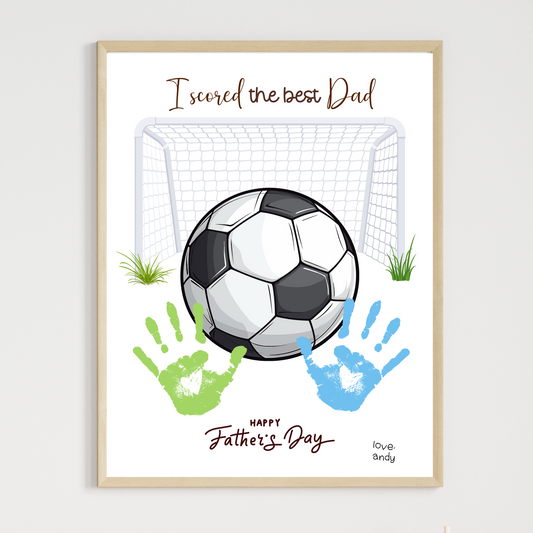 Father's Day Handprint Craft Printable, DIY Soccer Art Gift for Dad from Kids