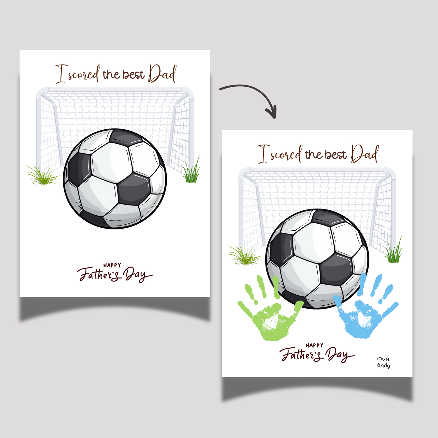 Father's Day Handprint Craft Printable, DIY Soccer Art Gift for Dad from Kids