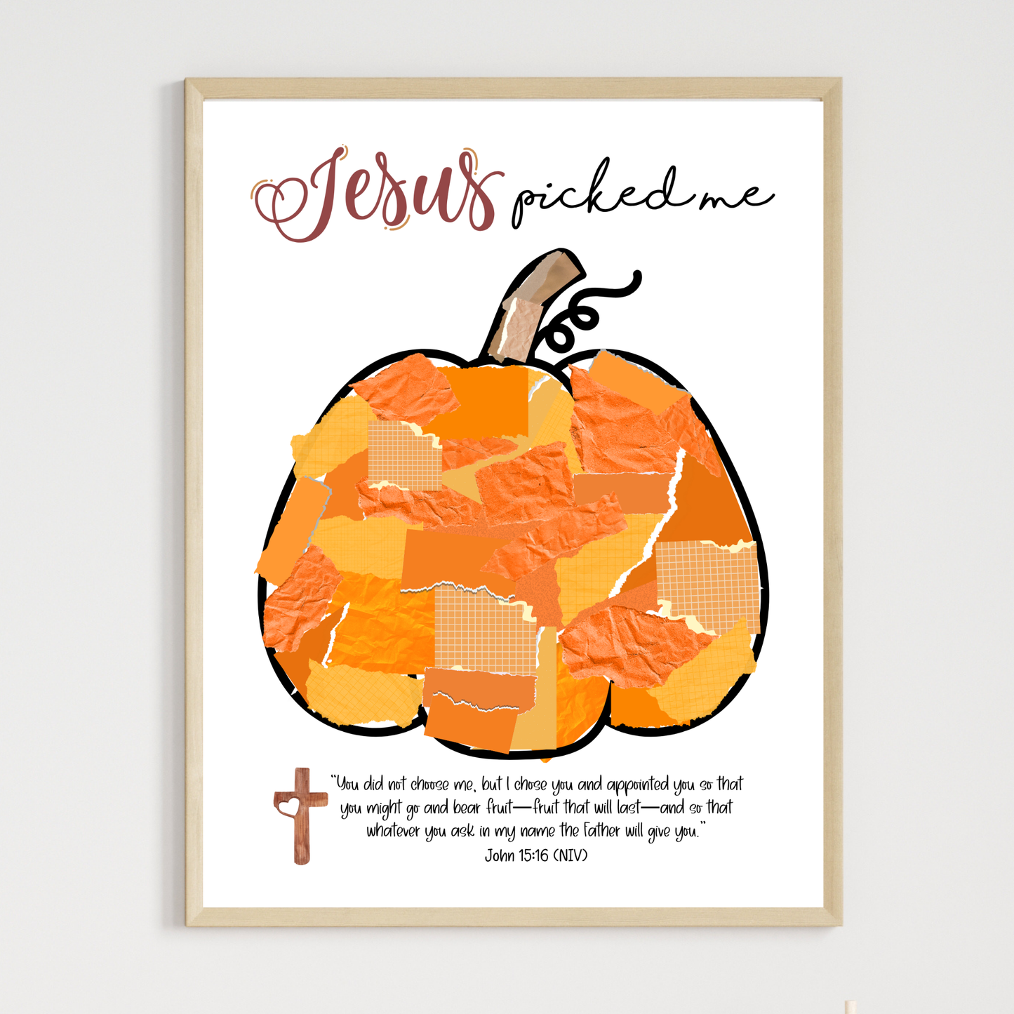 Pumpkin Torn Paper Craft Printable for Kids DIY Art