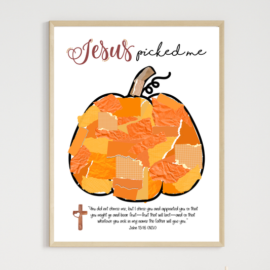 Pumpkin Torn Paper Craft Printable for Kids DIY Art