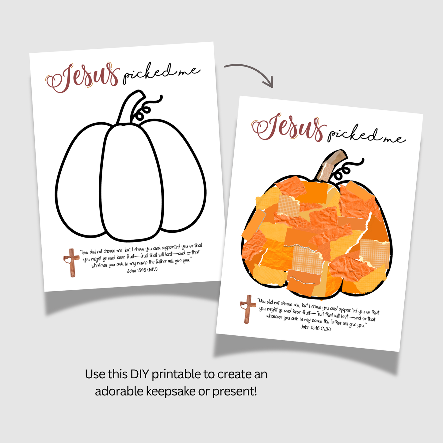 Pumpkin Torn Paper Craft Printable for Kids DIY Art