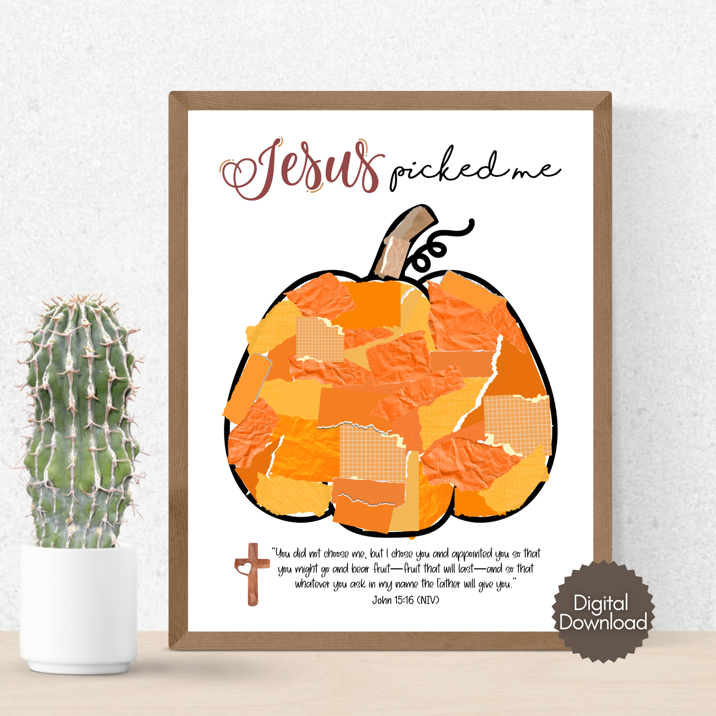 Pumpkin Torn Paper Craft Printable for Kids DIY Art