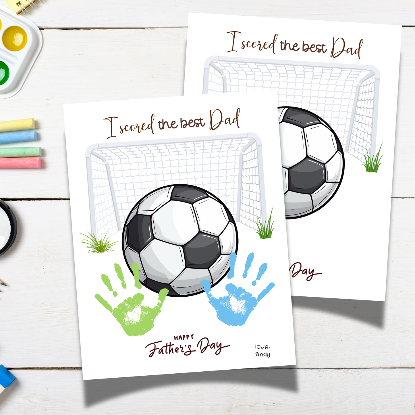 Father's Day Handprint Craft Printable, DIY Soccer Art Gift for Dad from Kids