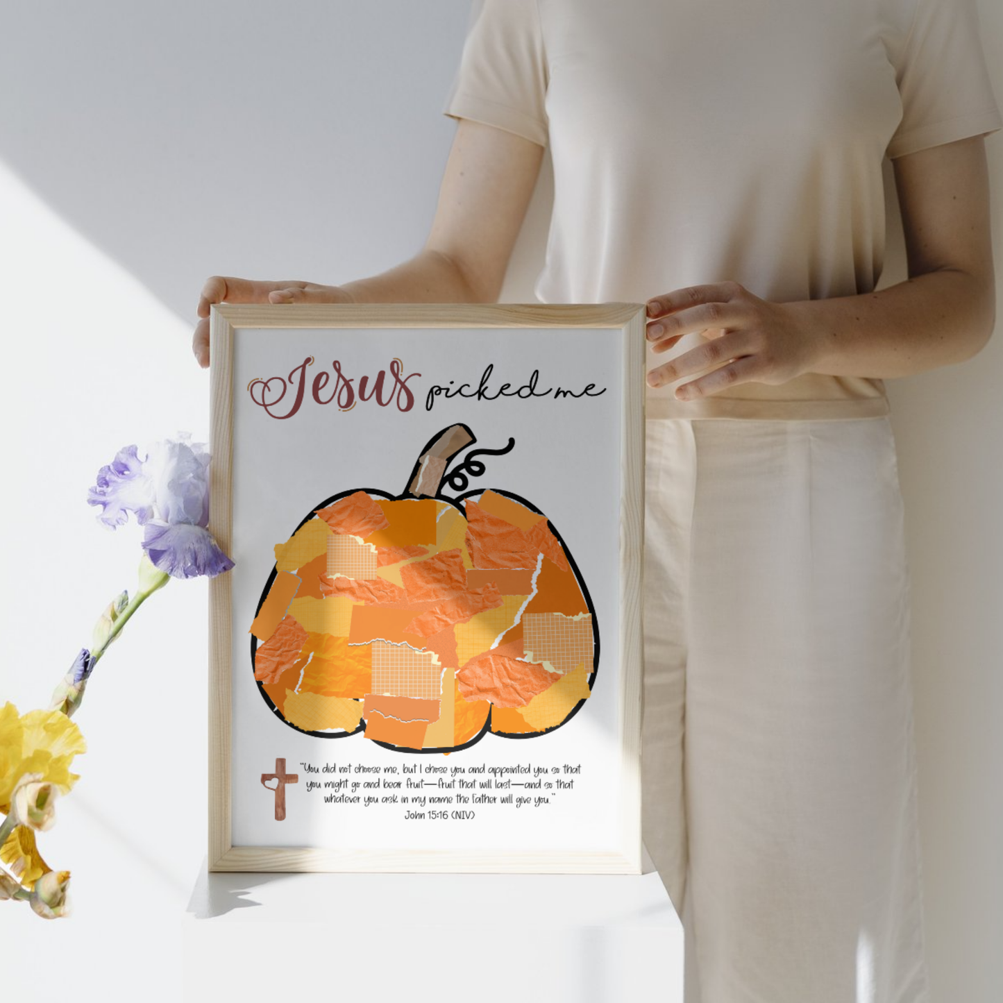 Pumpkin Torn Paper Craft Printable for Kids DIY Art