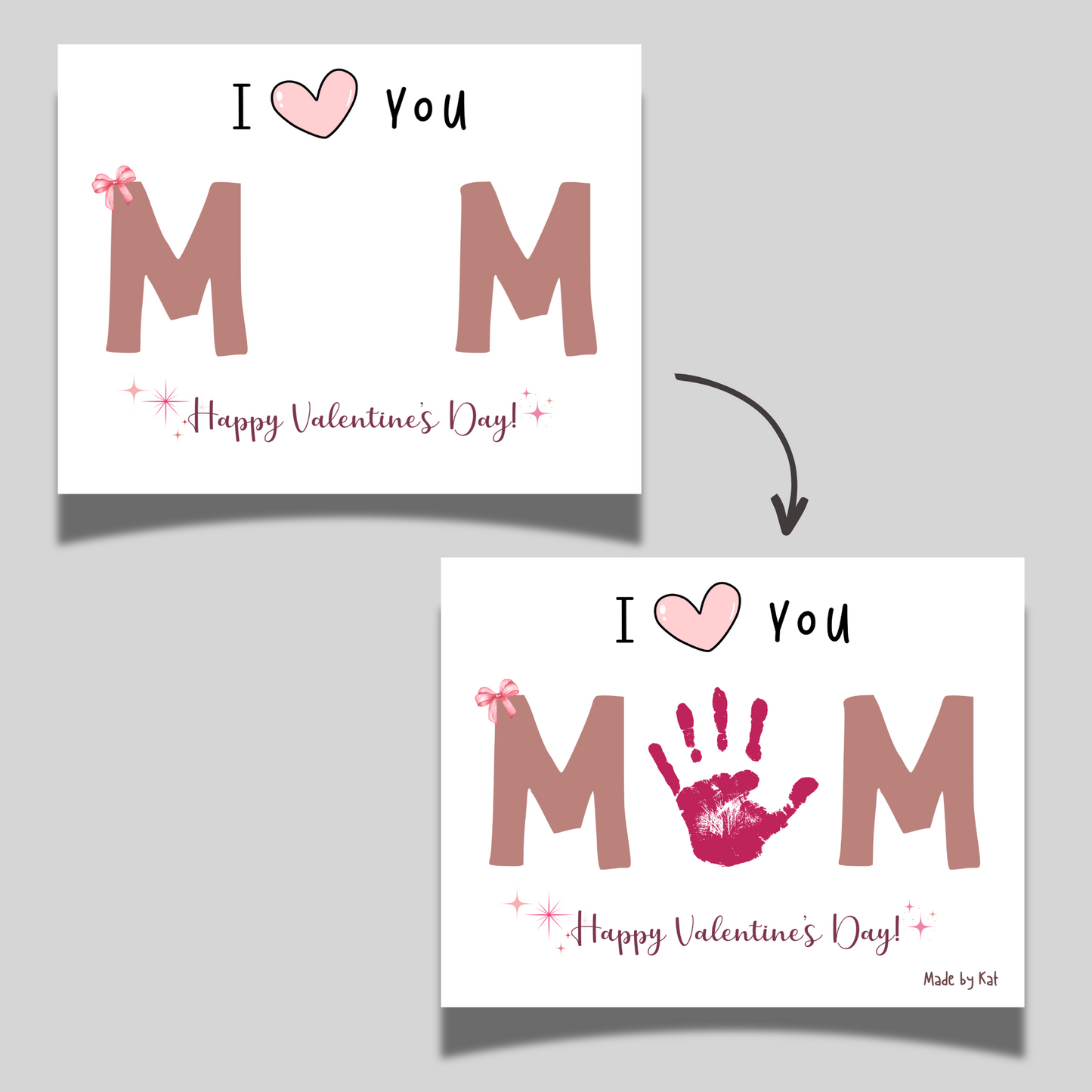 Valentines Day Handprint Holiday Crafts Printable Gift Cute DIY Mom Art for Kids Daycare Preschool Activity