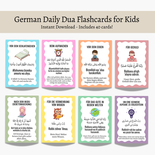 40 Dua Karten für Kinder PDF, Islamic Flashcards Printable
