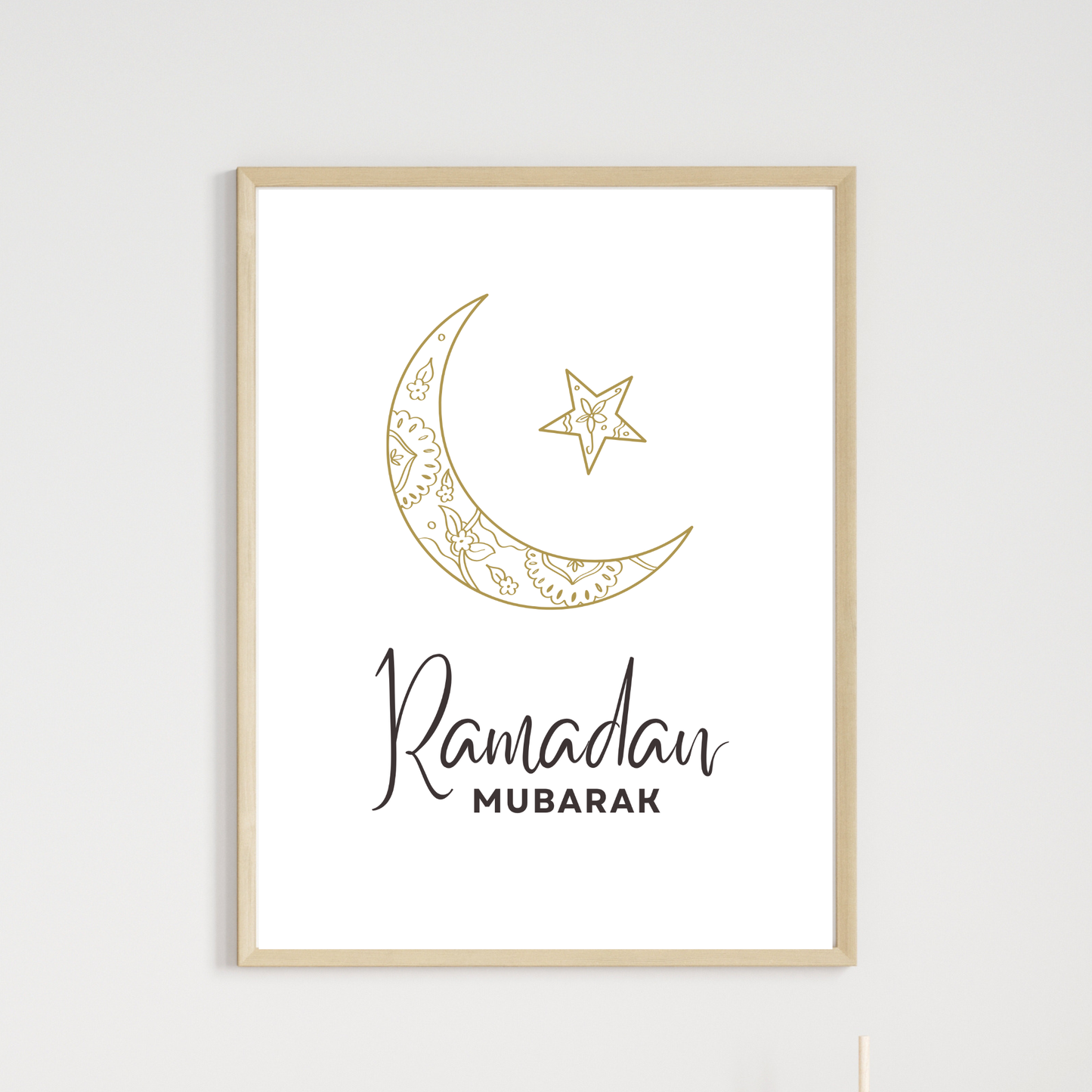 Ramadan Mubarak Crescent Moon Star Poster Printable