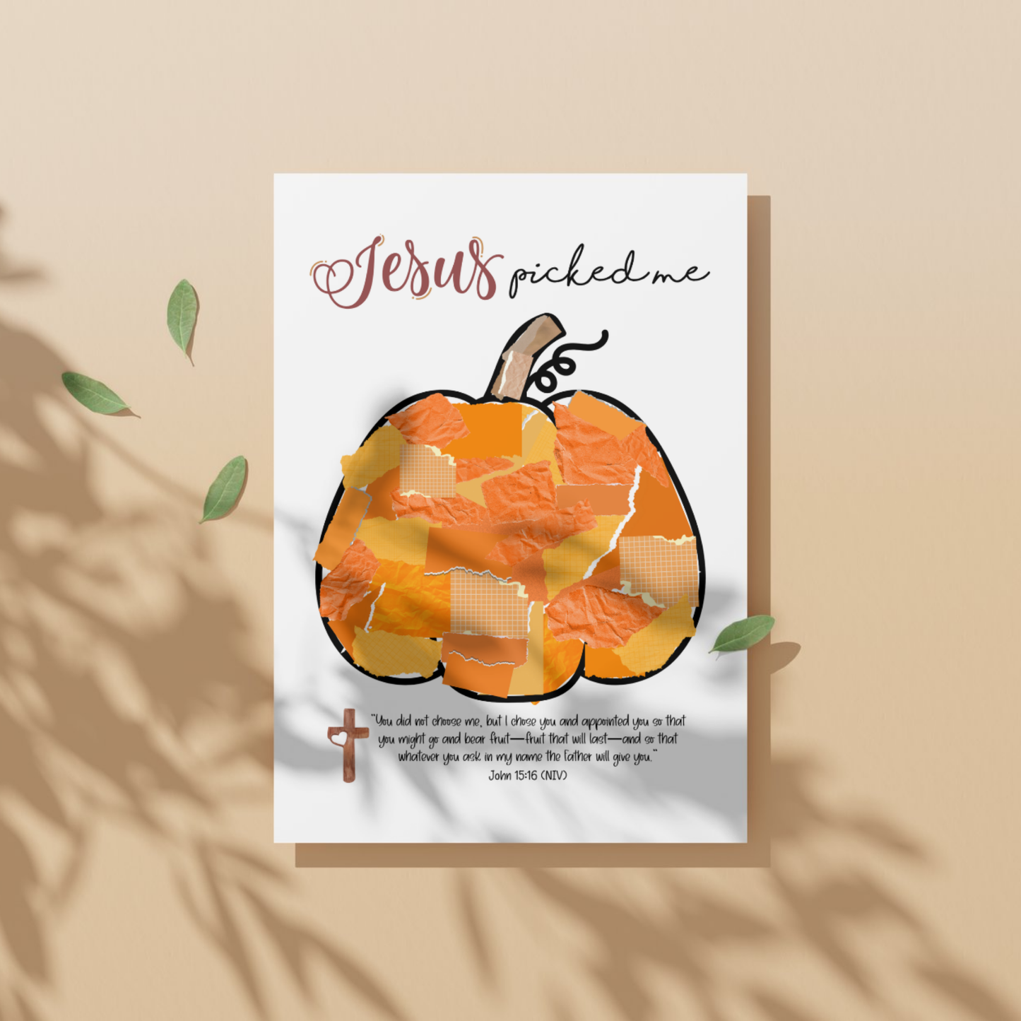 Pumpkin Torn Paper Craft Printable for Kids DIY Art