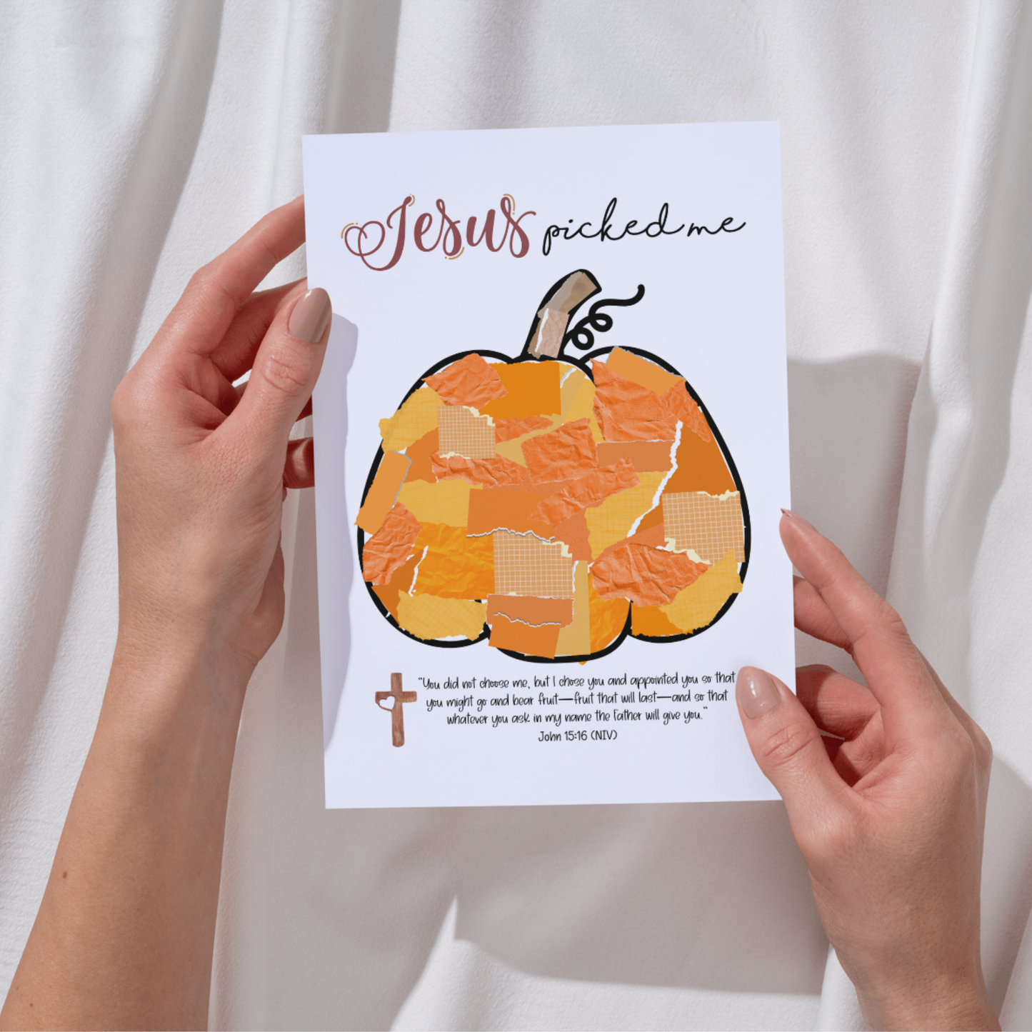 Pumpkin Torn Paper Craft Printable for Kids DIY Art