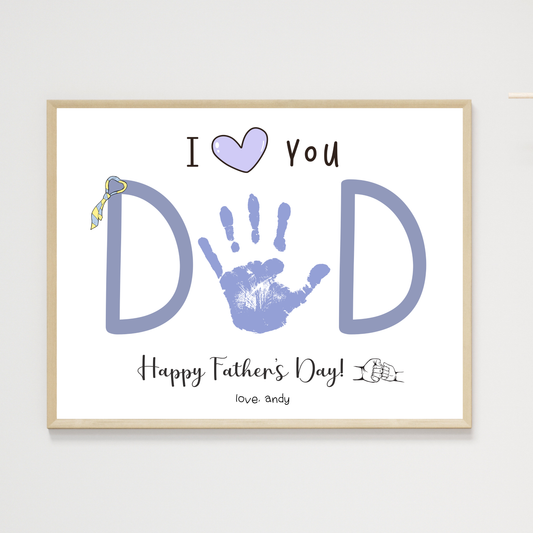 Fathers Day Handprint Craft Printable, DIY Art Gift for Dad from Baby Toddler Kids