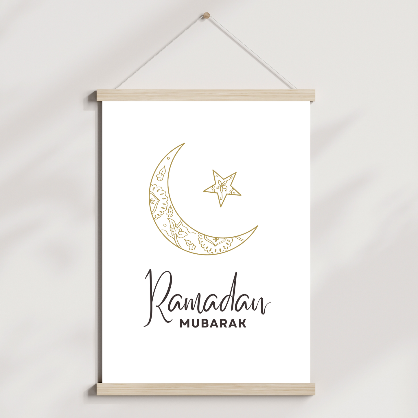 Ramadan Mubarak Crescent Moon Star Poster Printable