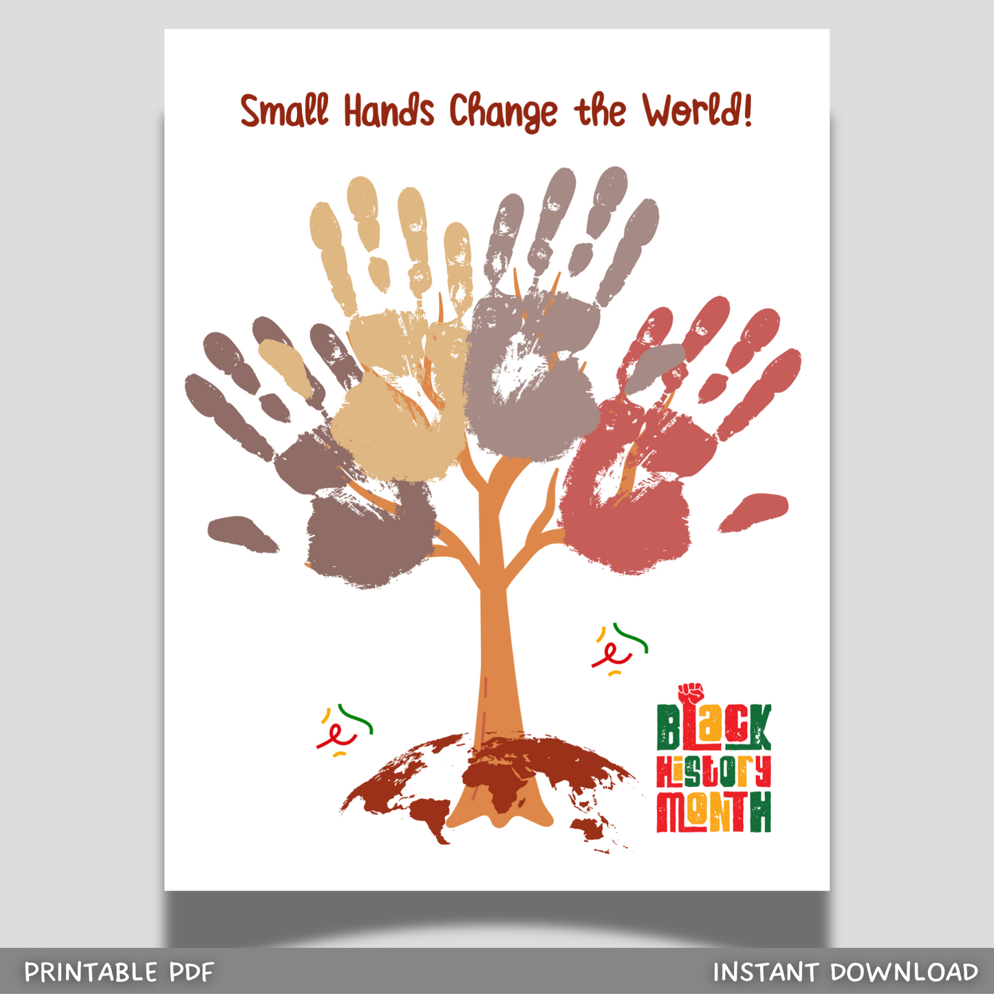 Small Hands Change the World Black History Month Handprint Craft Printable, DIY Art Kids Activity