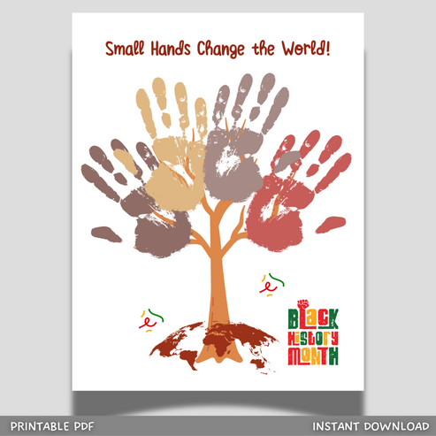 Small Hands Change the World Black History Month Handprint Craft Print ...