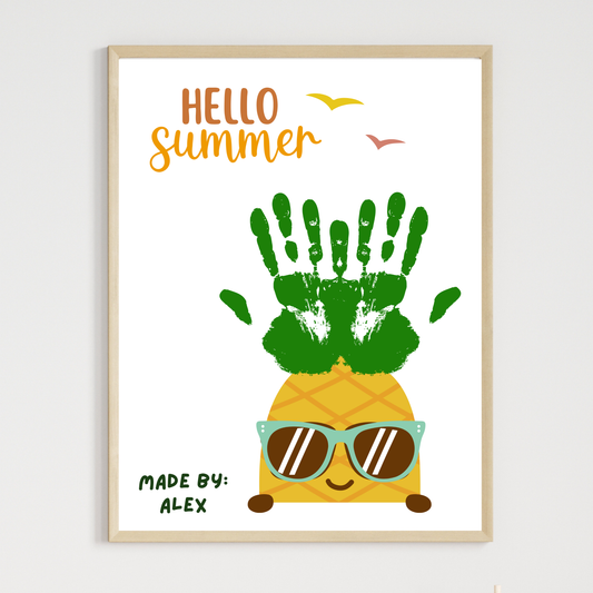 Pineapple Summer Handprint Craft Printable, DIY Art Project for Kids Activity Template